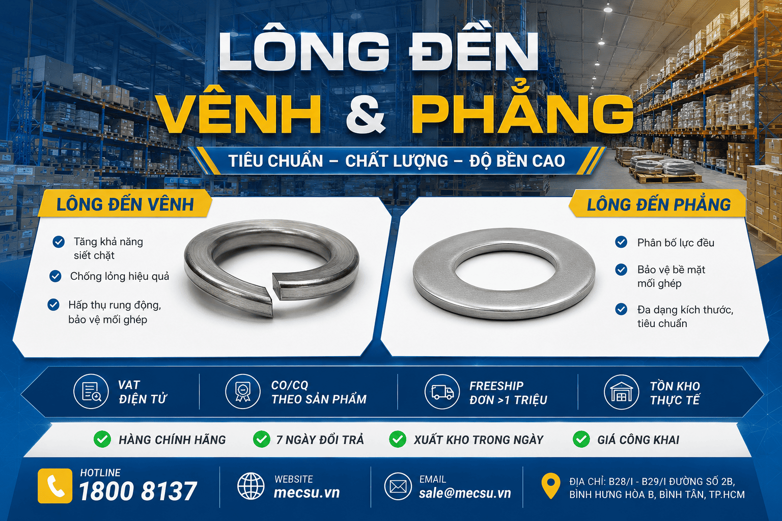 Lông Đền Vênh Và Lông Đền Phẳng: Nhận Biết & Cách Dùng